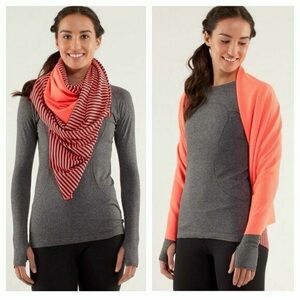 Lululemon Vinyasa Infinity Scarf Reversible Wrap Orange & Black Stripe